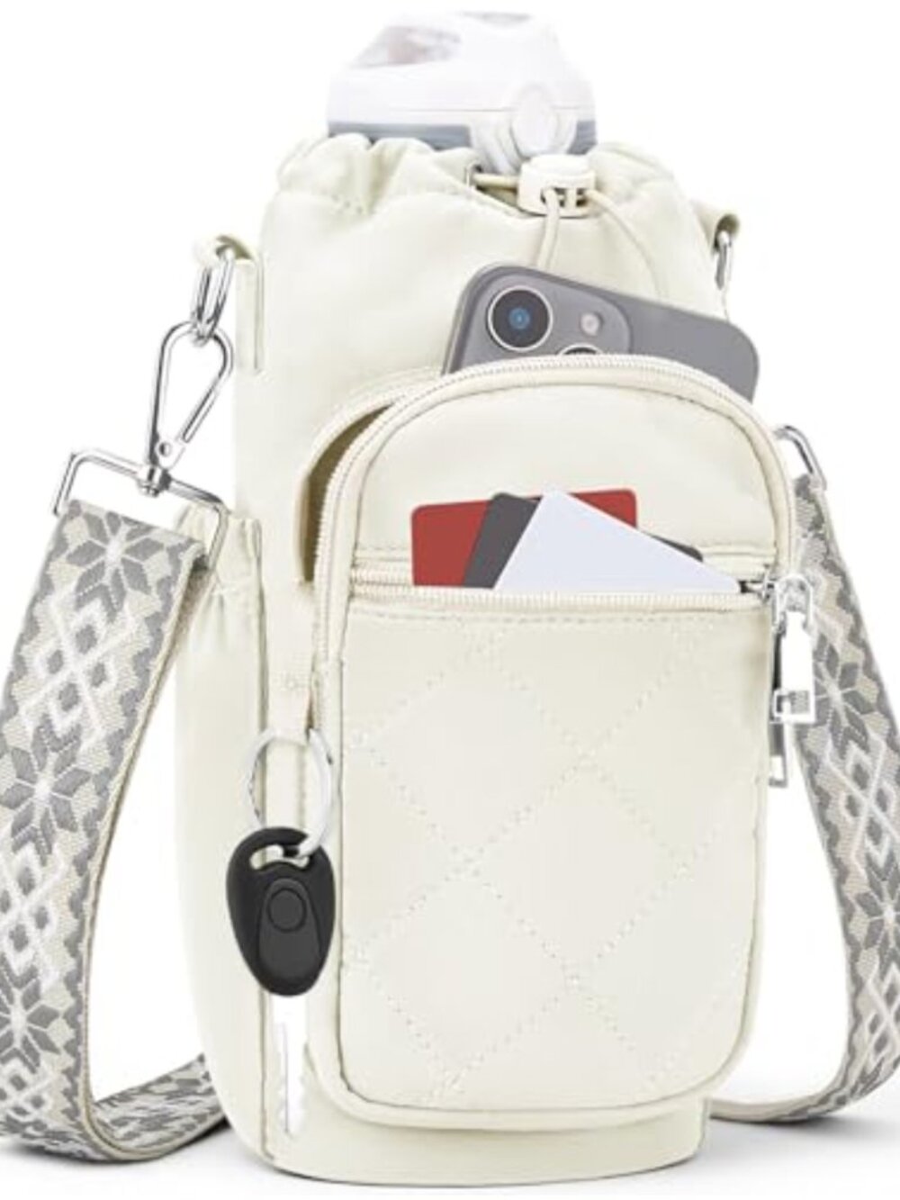 Insulated Crossbody Water Bottle Carrier Bag RFID Sling for Outdoor